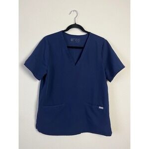 FIGS Large Technical Collection‎ Navy Blue Scrub Top Medical Uniform